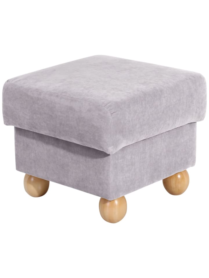 HOCKER Kasha Bezug Veloursstoff Buche natur / silber