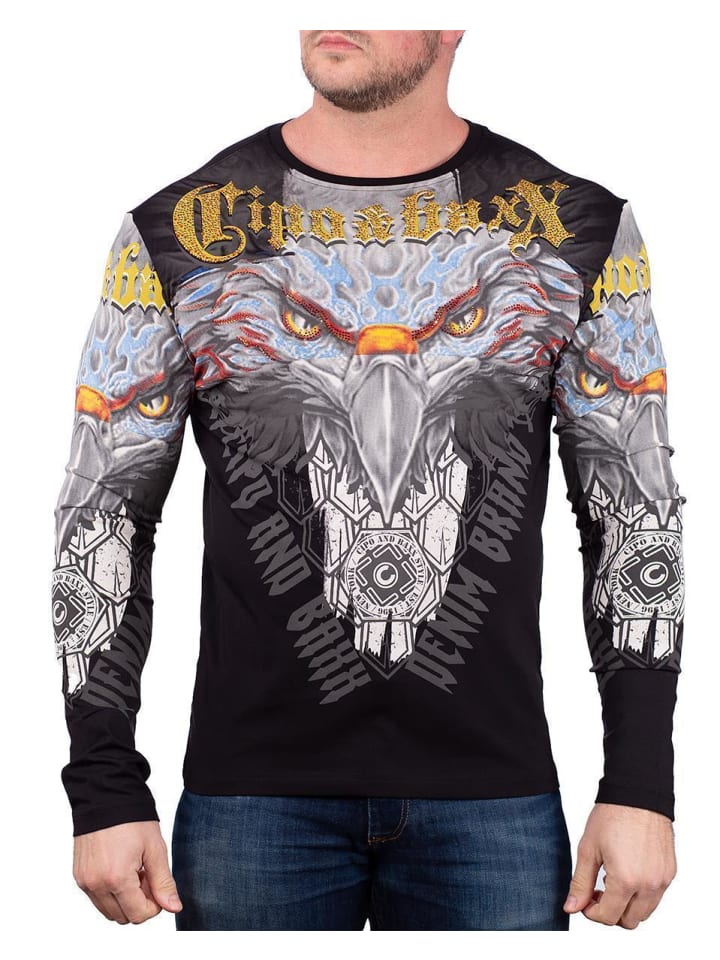 Herren Regular Fit Longsleeve in Black
