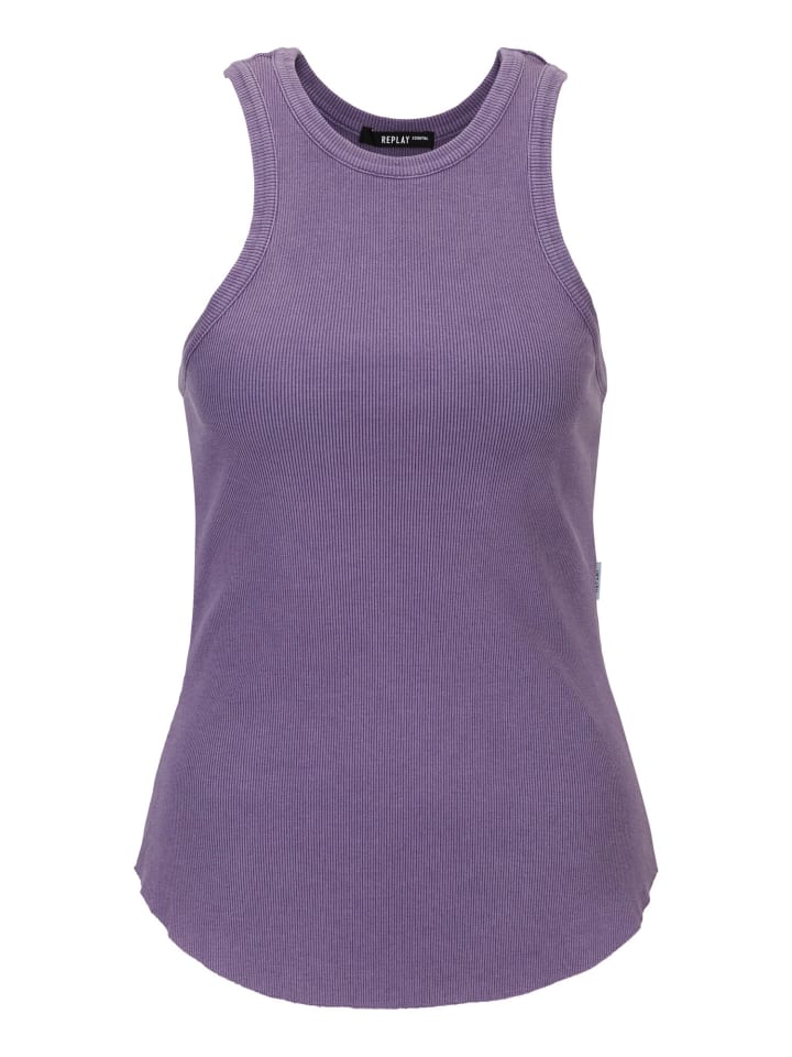 Replay Rundhalsshirt limango Cotton/Modal in violett Stretch Dyed günstig Rib | kaufen G