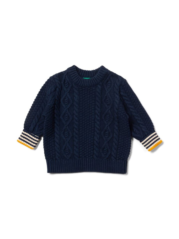 Organic Aran Knitted Jumper in Navy