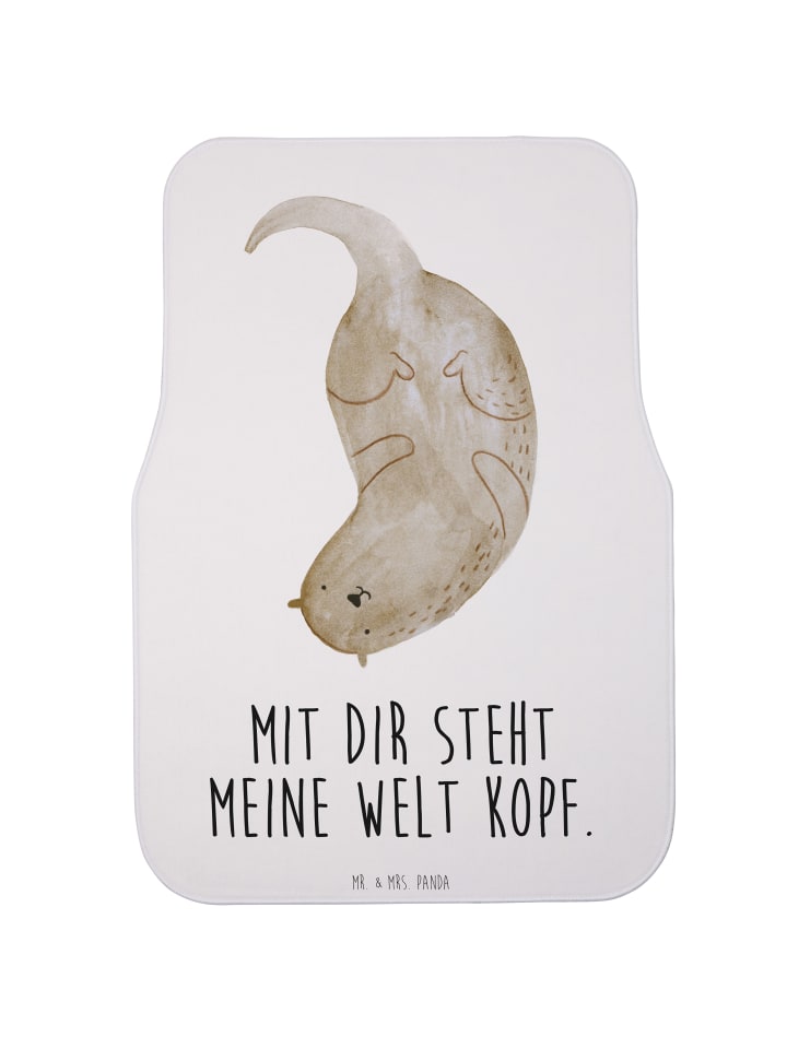 Automatte Otter Kopfüber mit Spruch in Weiß