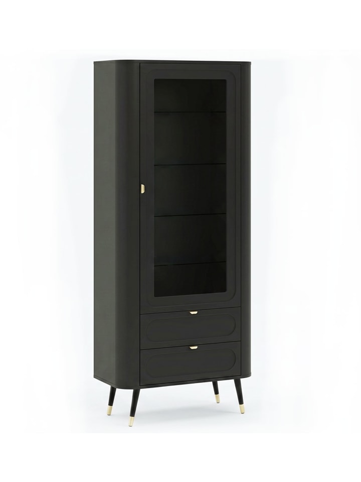 Vitrine Blinx schwarz gold 78,4 / 40 / 192,4cm
