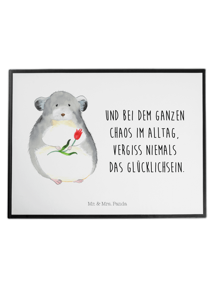Schreibunterlage Chinchilla Blume mit Spruch in Weiß