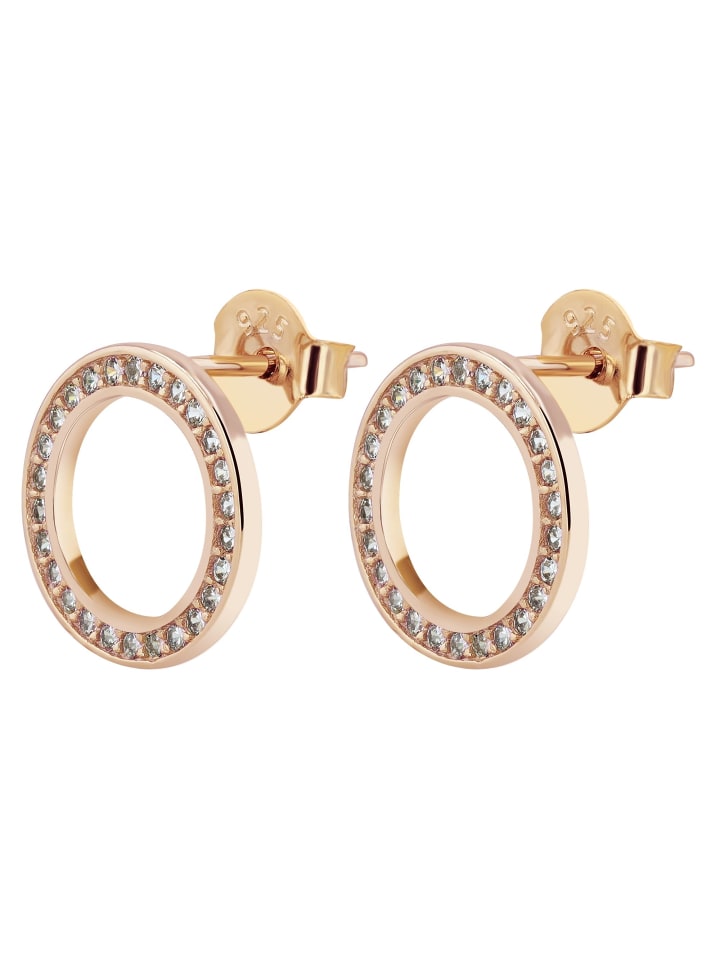 Damen Ohrringe – Ohrstecker aus 925 Silber mit Zirkonia in gold