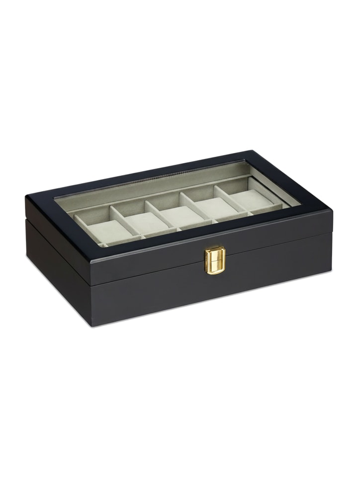 Uhrenbox in Schwarz (B)31 x (H)8 x (T)20 cm