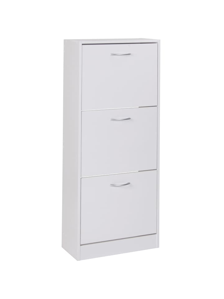 Schuhschrank in Weiß / Spanplatte / 50x24x125
