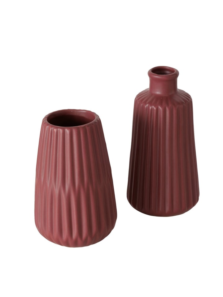 Vase Esko 2er-Set in dunkelrot