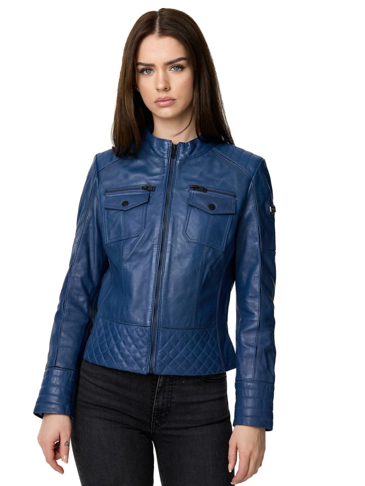 Lederjacke "F524" - in Navy