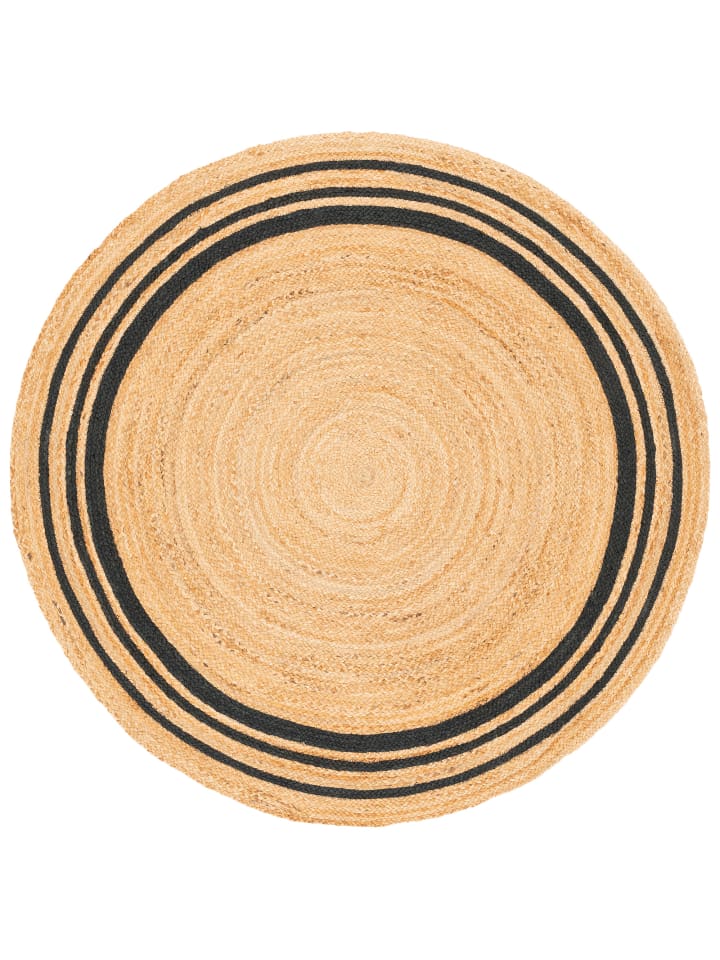 Jute Teppich Salsa Streifen Rund in anthrazit