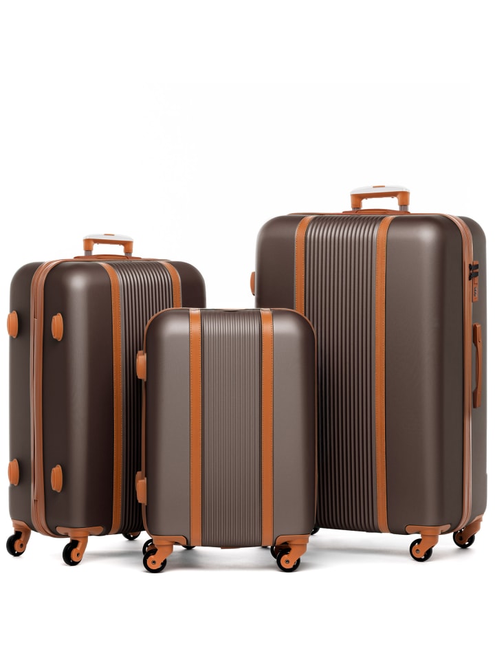 Kofferset Hartschale 3-teilig Hartschale 3 teilig Koffer Set MILANO in braun
