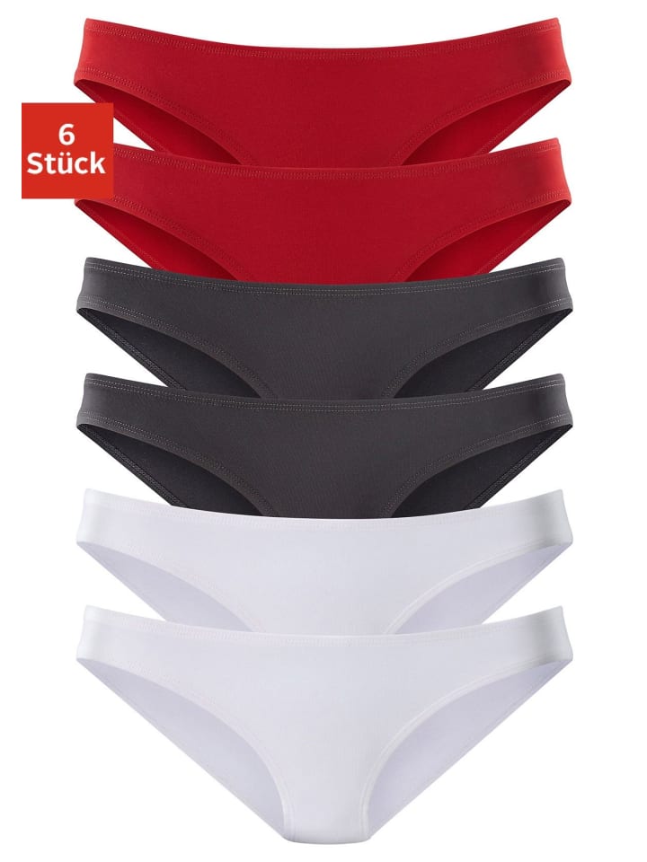 Bikinislip in rot, schwarz, weiß