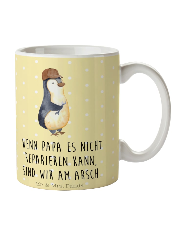 Tasse Wenn Papa es nicht reparieren kann, sind ... in Gelb Pastell