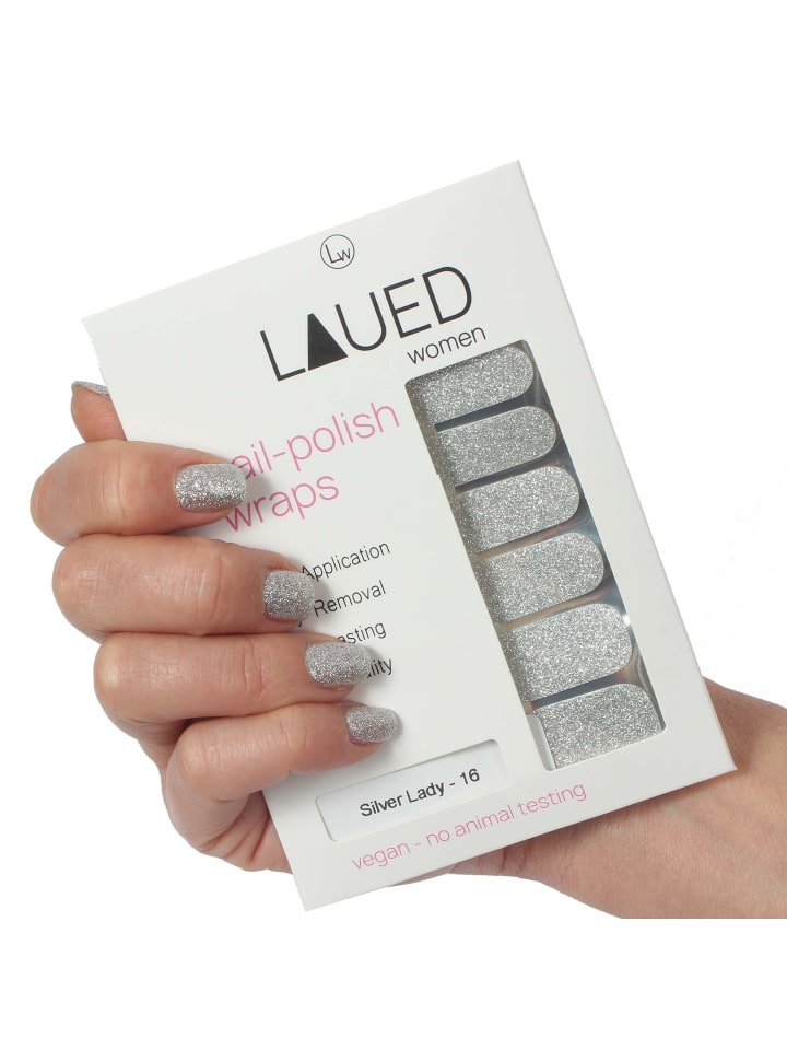 LAUED vegane Nagelfolien solid glitter in Silver Lady