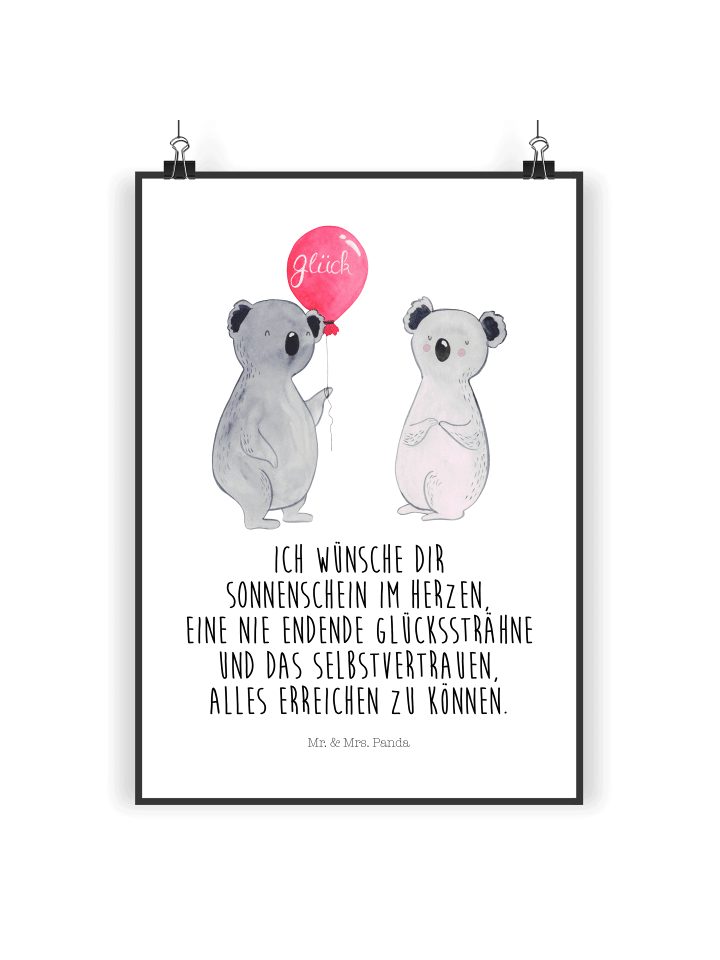 Poster Koala Luftballon mit Spruch in Weiß