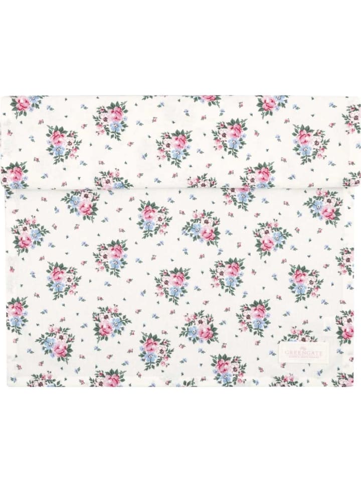 Tischläufer CLARA Weiß mit Blumen