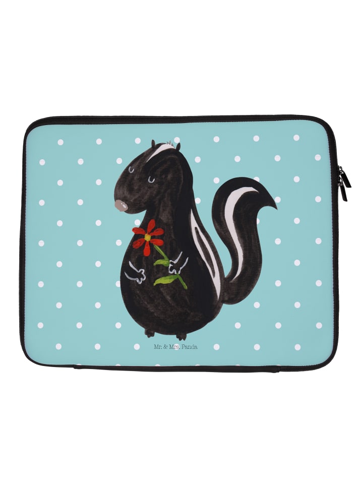 Laptoptasche Stinktier Blume ohne Spruch in Türkis Pastell