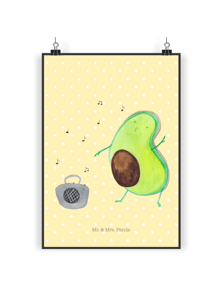 Wandbild Avocado Tanzen ohne Spruch in Gelb Pastell