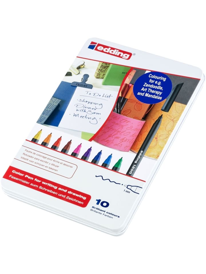Fasermaler edding 1200 colourpen 1mm Packung mit 10 Farben