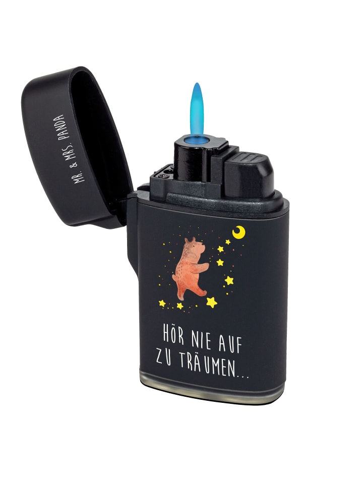 Sturmfeuerzeug Bär Träume mit Spruch in Schwarz
