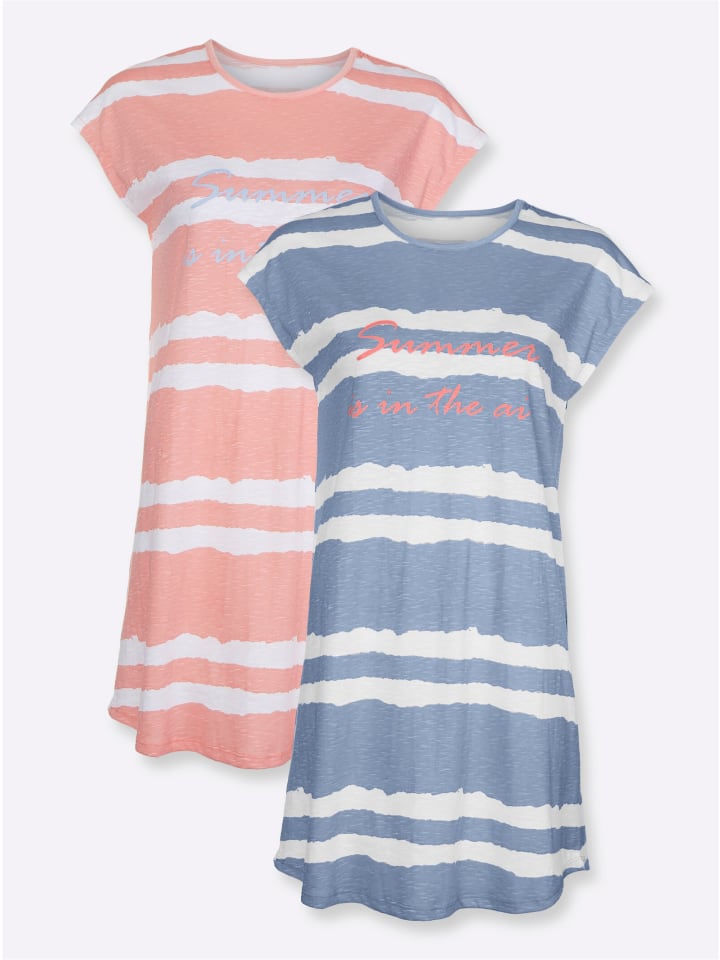 Sleepshirts in bleu + apricot