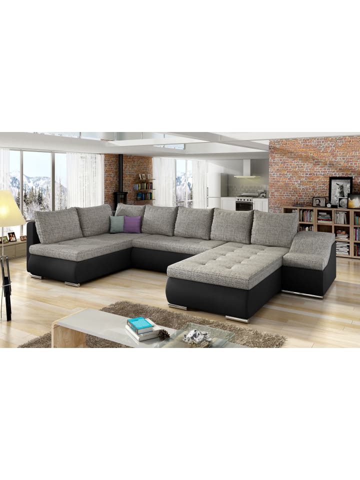 Gio Recamiere Rechts in Grau - (L) 190 x (B) 351 x (H) 82 cm
