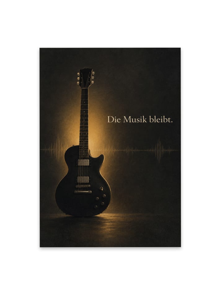 Trauerkärtchen Gitarre melancholisch Design mit... in Weiß