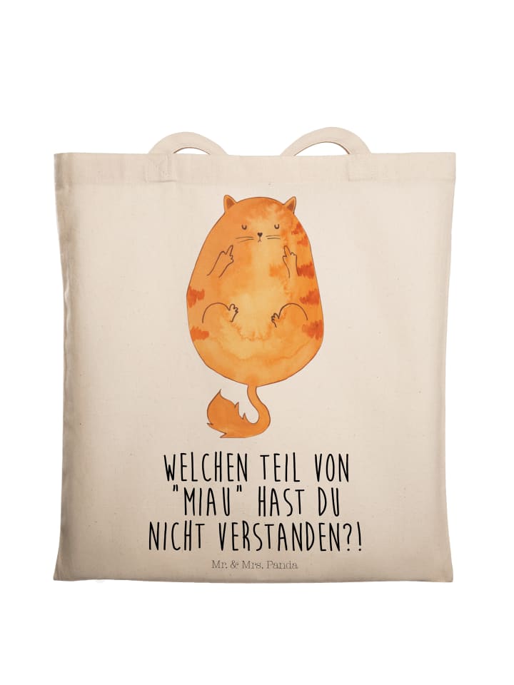 Tote Bag Katze Mittelfinger mit Spruch in Creme