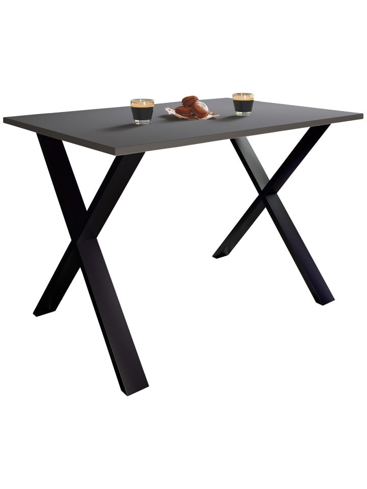 Premium Holz Esstisch Küchentisch Xona X 140x80 in Schwarz / Anthrazit
