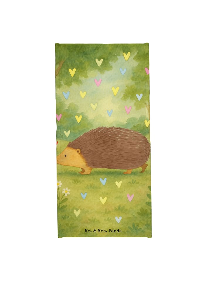 Strandtuch Igel Herzen Design ohne Spruch in Gelb Pastell