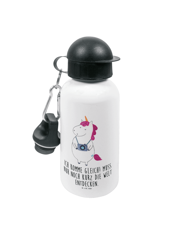 Trinkflasche Einhorn Fotograf mit Spruch in Weiß