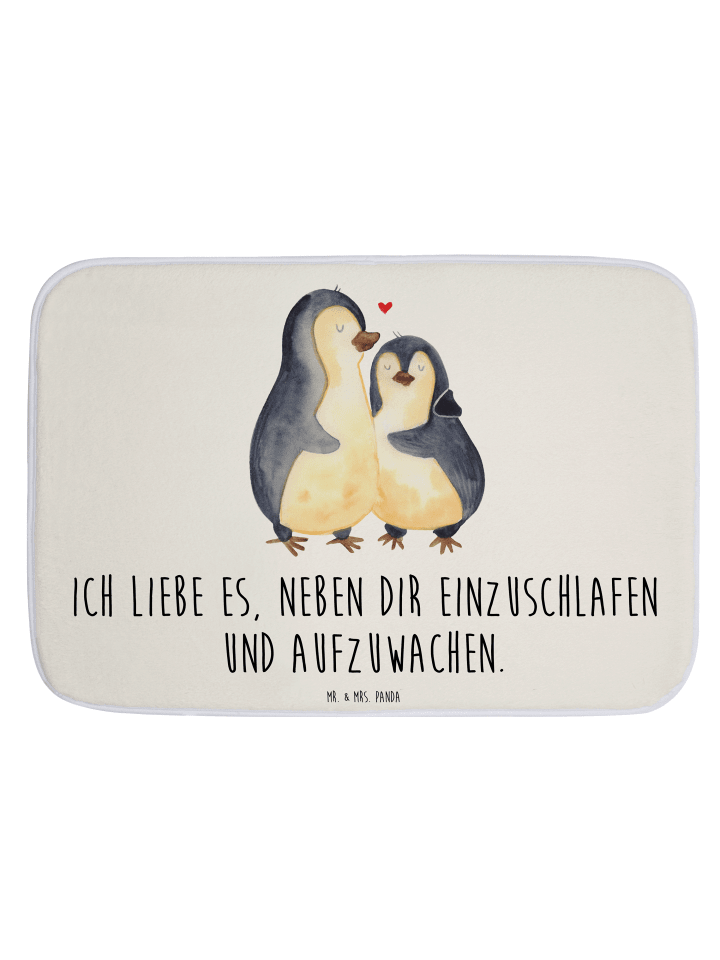 Badeteppich Pinguine Einschlafen mit Spruch in Weiß