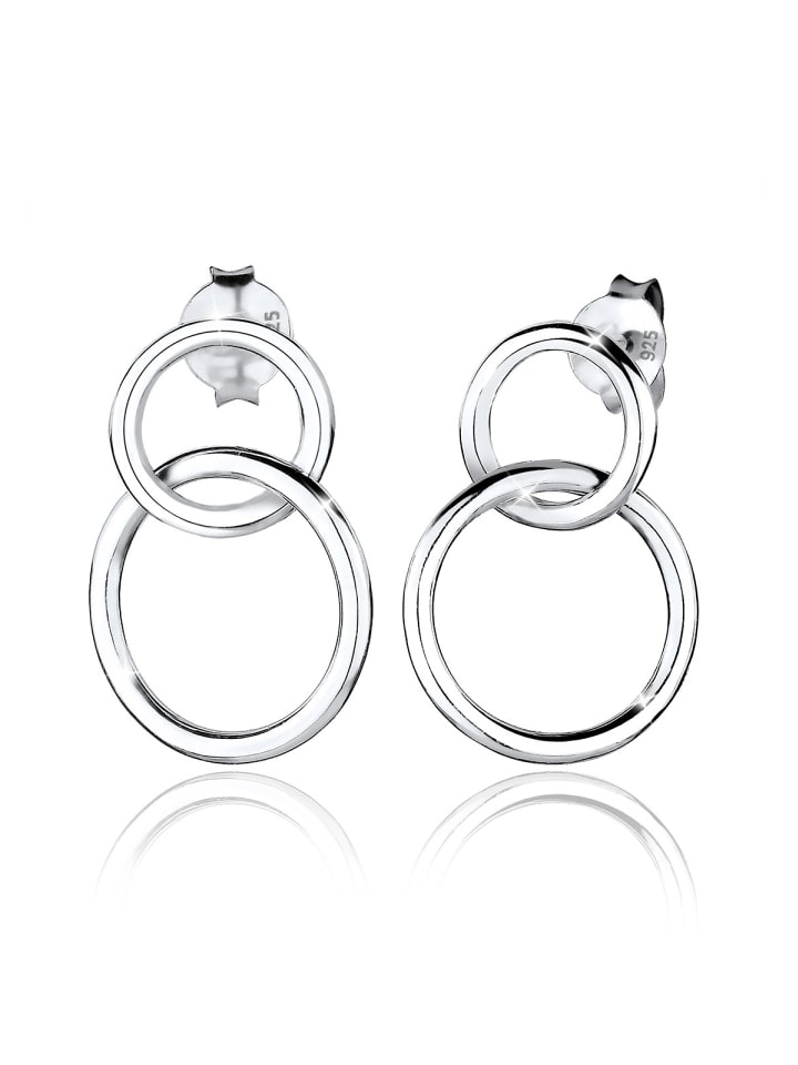 Ohrringe 925 Sterling Silber Geo, Kreis in Silber