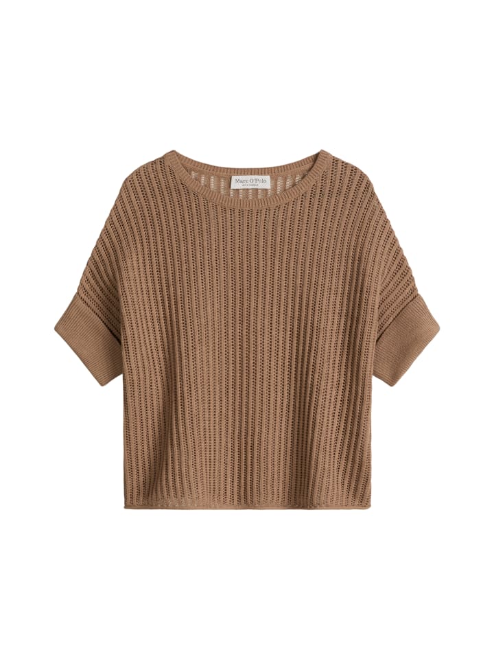 Kurzarm-Strickpullover boxy in Burnt Brown