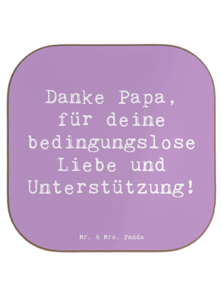 Glasuntersetzer Spruch Danke Papa mit Spruch in Lavendeltraum