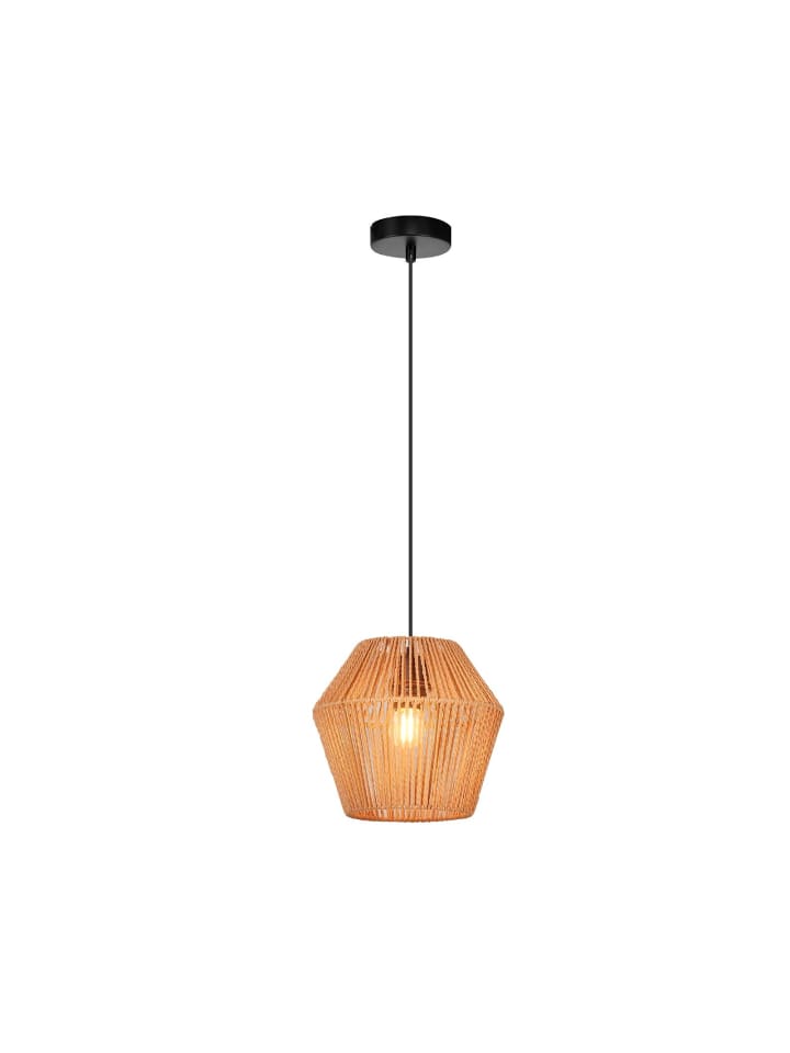 Pendelleuchte 1-flammige E27 in Schwarz Vintage Rattan H 176cm