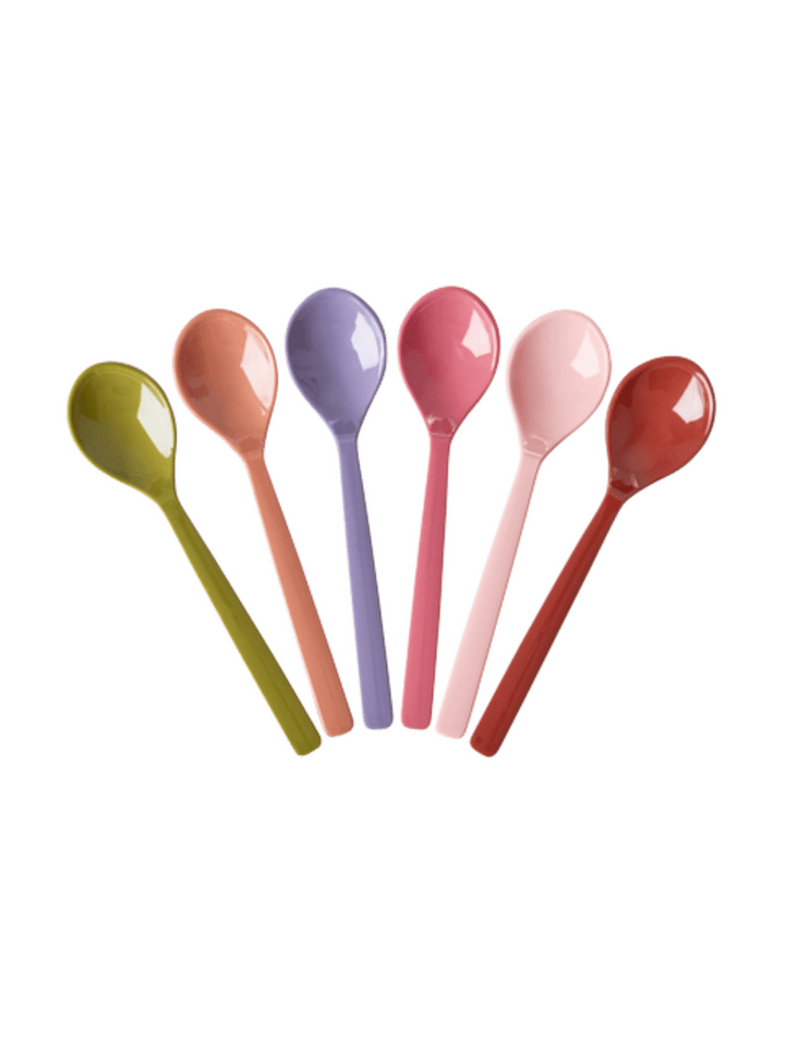 Melamin Teelöffel Set – 6er-Pack in bunten Unifarben in bunt