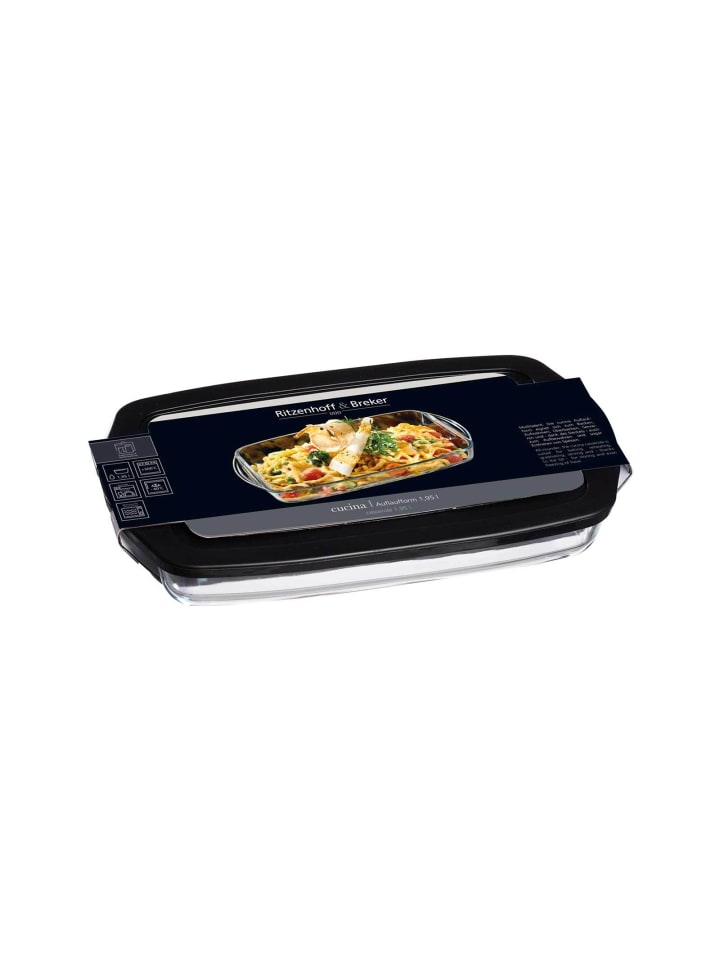 Auflaufform mit Frischhaltedeckel Cucina in Schwarz 1,95 Liter