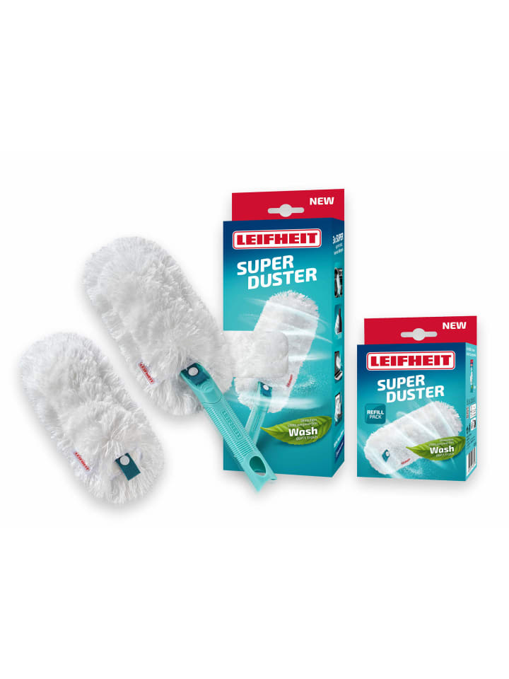 Staubwedel SUPERDUSTER mit Ersatzbezug weiß türkis 38,0 x 12,0 x 4,0 cm
