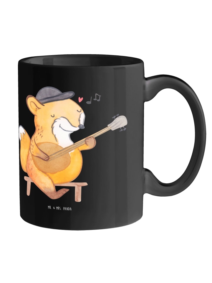 Teebecher Ukulele Freude mit Spruch in Schwarz