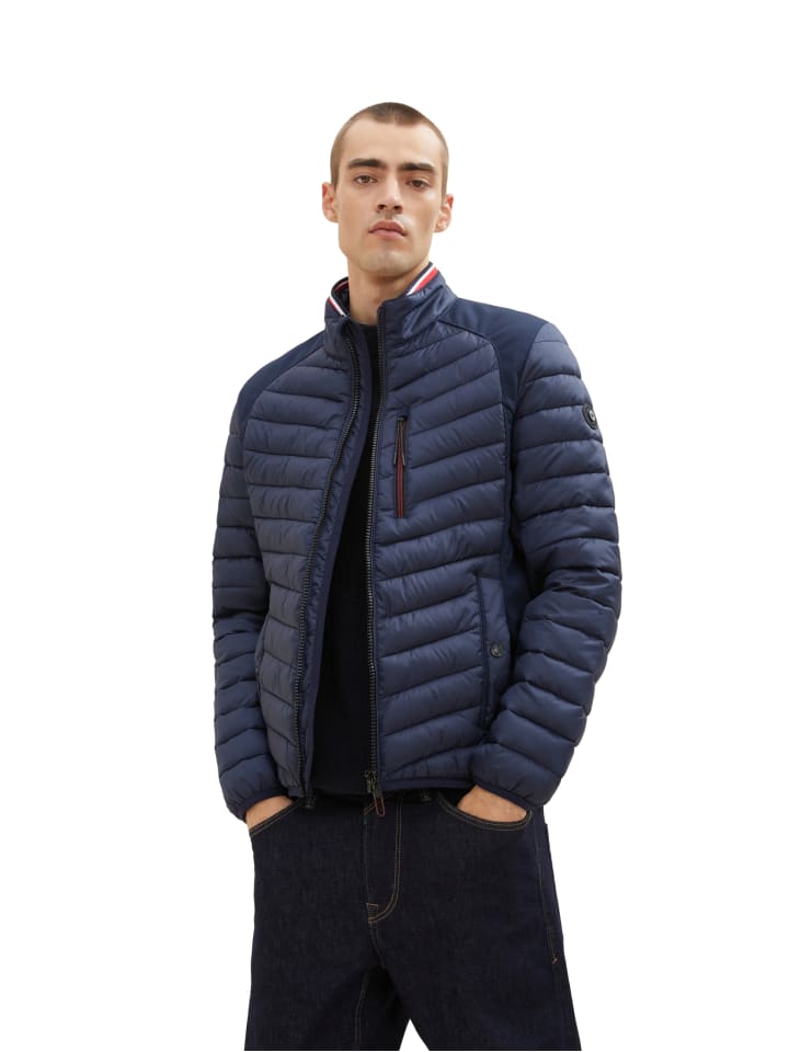 Tom Tailor Blouson | Jacke günstig limango Hybrid in Steppjacke Übergangs Kapuze kaufen Dunkelblau ohne