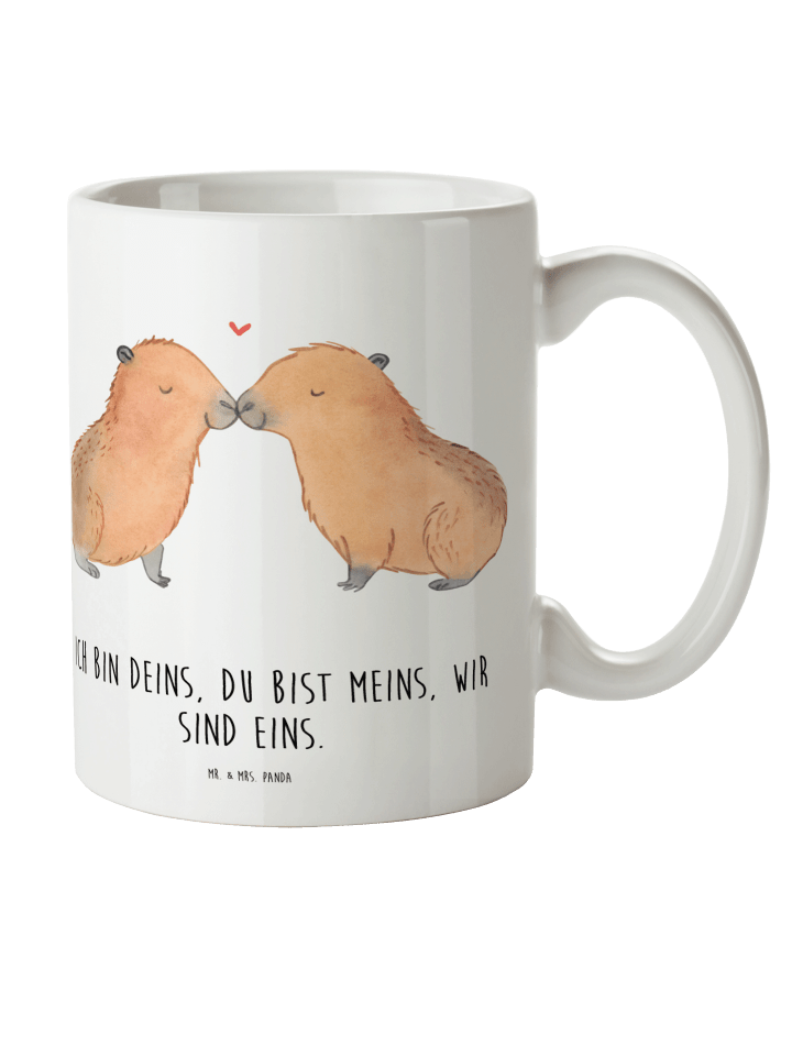 Kaffeetasse Capybara Liebe mit Spruch in Weiß
