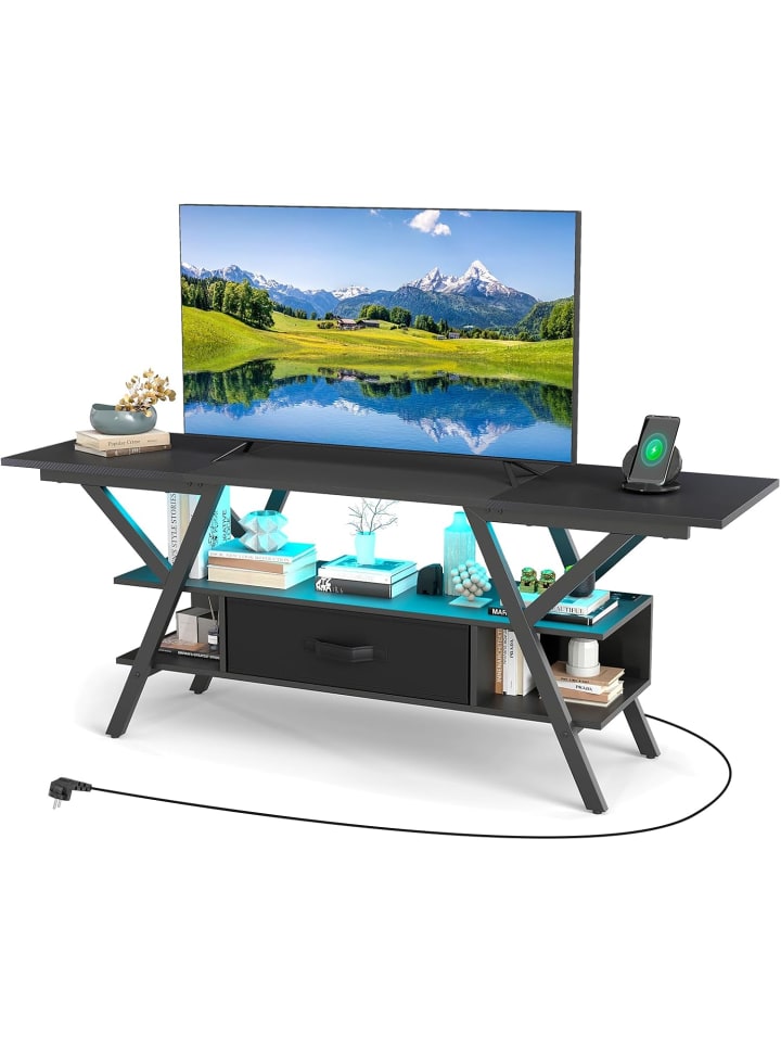 TV-Schrank mit RGB LED 140 x 40 x 54 cm in Schwarz
