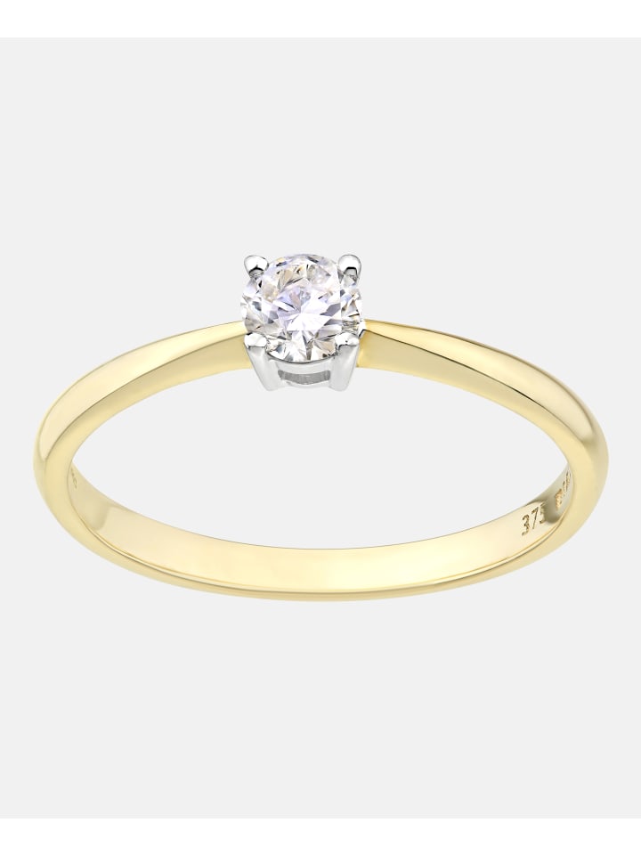Verlobungsring aus 375 Gelbgold mit Diamant