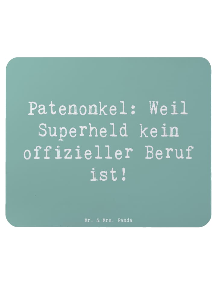 Maus Pad Spruch Patenonkel Superheld mit Spruch in Meeresbrise