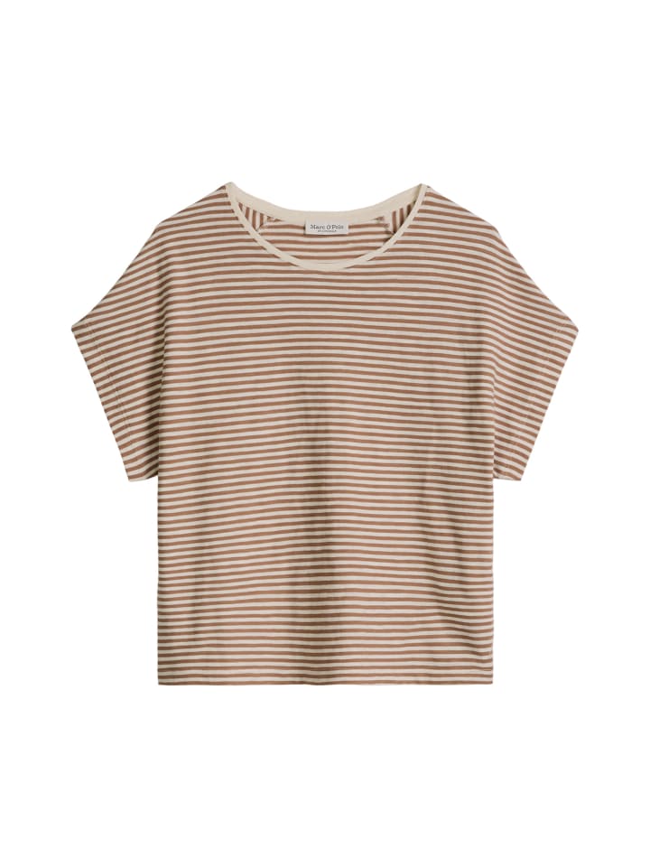 Gestreiftes T-Shirt regular in Medium Brown