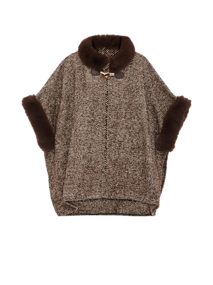 Women Poncho in Braun