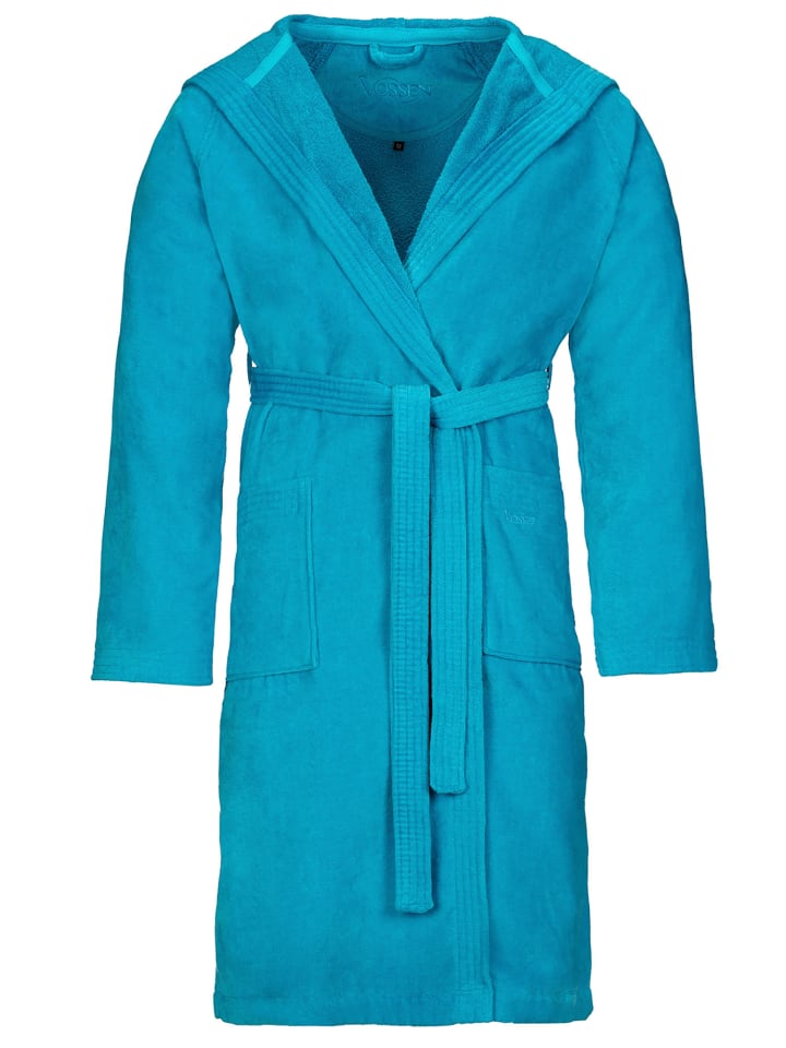 Bademantel mit Kapuze in turquoise