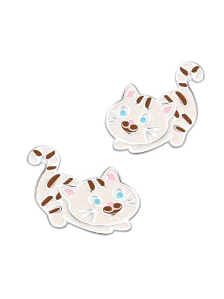 Silber Ohrringe 925 Katze 0,7 cm x 0,8 cm
