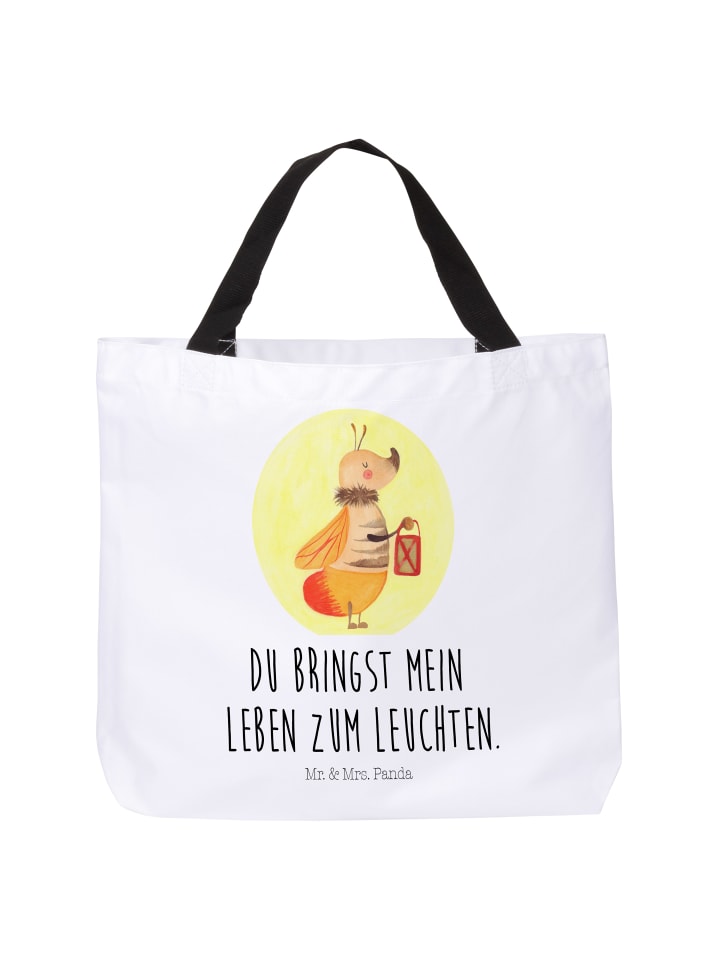 Strandtasche Glühwürmchen mit Spruch in Weiß