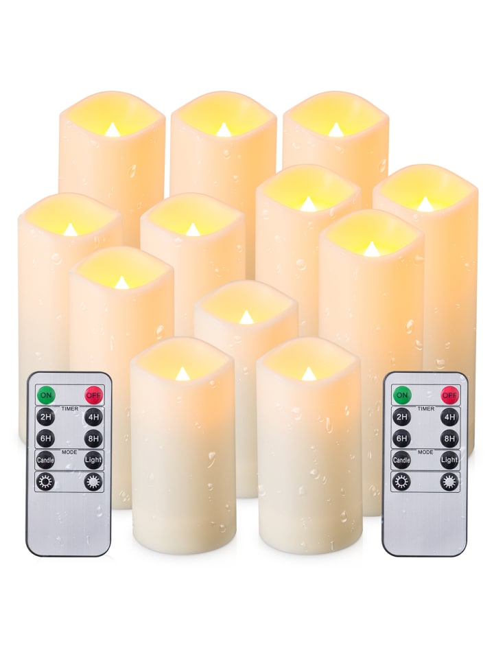 LED-Kerzen mit Flammeneffekt in Weiß
